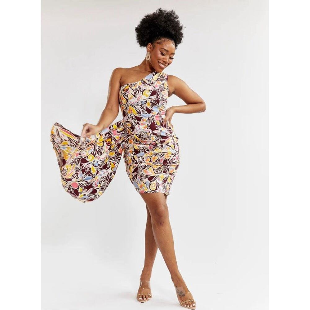 D'iyanu Sz S Hana Women's African Print Stretch Dress (Tropical Paisley) - Cream